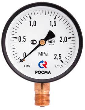 ТМ5, Pmax=0,6 Мпа, D=100 Манометры и редукторы для компрессоров